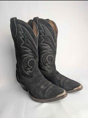 BOULET Cowboy Boots Black Suede Size 9 Made In Canada Western Vintage Unisex